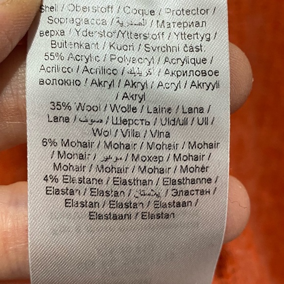 Kaffe Oversized Wool Mohair Blend V-Neck High Low Knit Sweater Burnt Orange XS-M - Picture 14 of 14